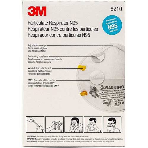 Respirador de partículas 3M 8210 - N95 - Paquete de 20 