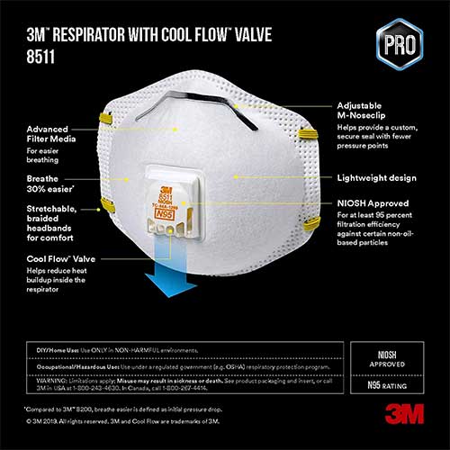 Respirador de partículas 3M 8511 - N95 - Paquete de 10 